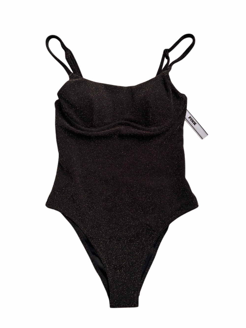 PINK Victoria's Secret Black Shimmer One-Piece Swimsuit